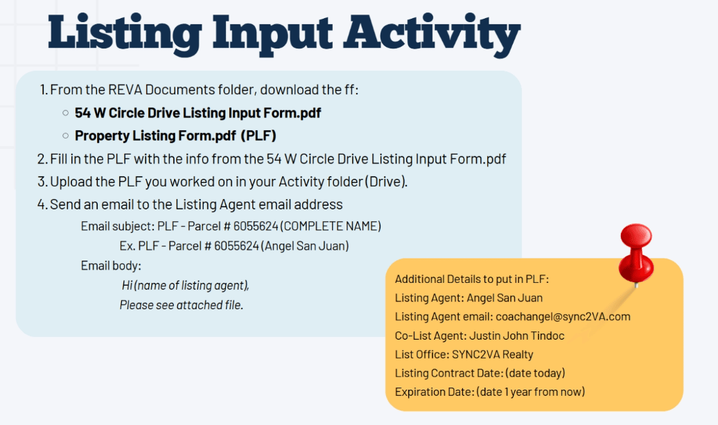 Listing Input